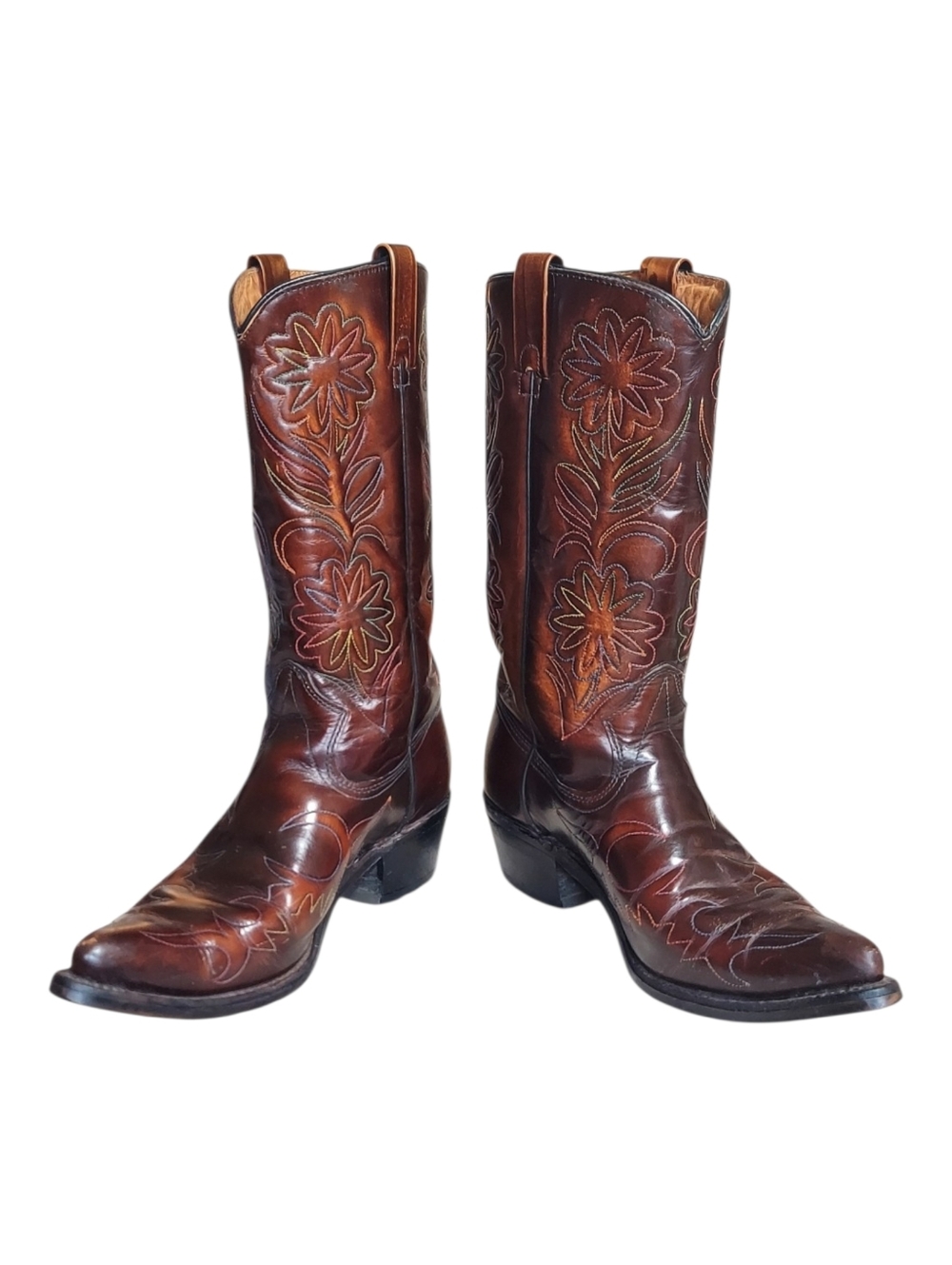Vintage Rodeo Cowboy Boots Patent Leather Rainbow Peacock Men's